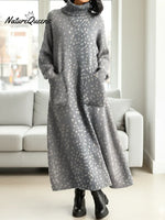 Women's Gradient Dots Print Casual Cotton Knitted Dress