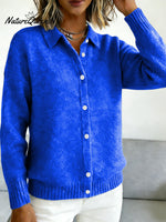 Peace Dove Decorative Pattern Casual Shirt Collar Long Sleeve Sweater