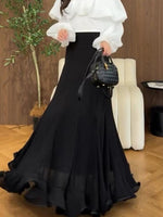 Elegant Petal Hem Stretchy Maxi Skirt