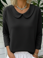 Cozy Vintage Peter Pan Collar Cotton Sweatshirt Top