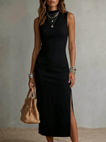 Women's Stand-collar Cotton-linen Vest Dress