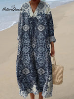 Women's Vintage Pattern Art Print Casual Cotton Dress