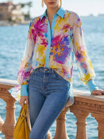 Stylish Chiffon Floral Print Shirt