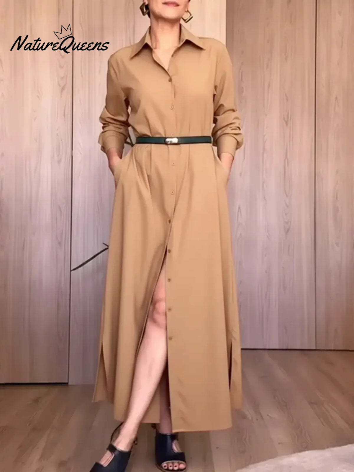 Women's Casual Cotton Shirt Dress