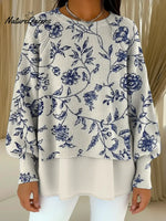 Women's Floral Pattern Art Print Casual Knitted Sweater