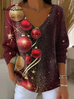 Women's Red Christmas Atmosphere Casual Pullover Sweater