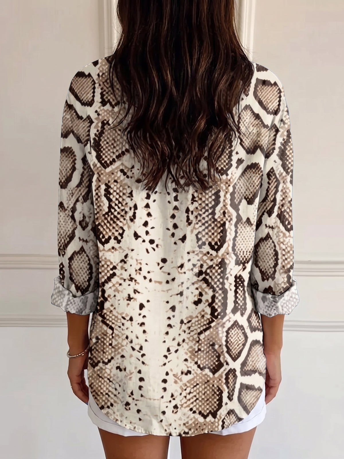 Women's Animal Textures Print Casual Long-sleeve Shirt