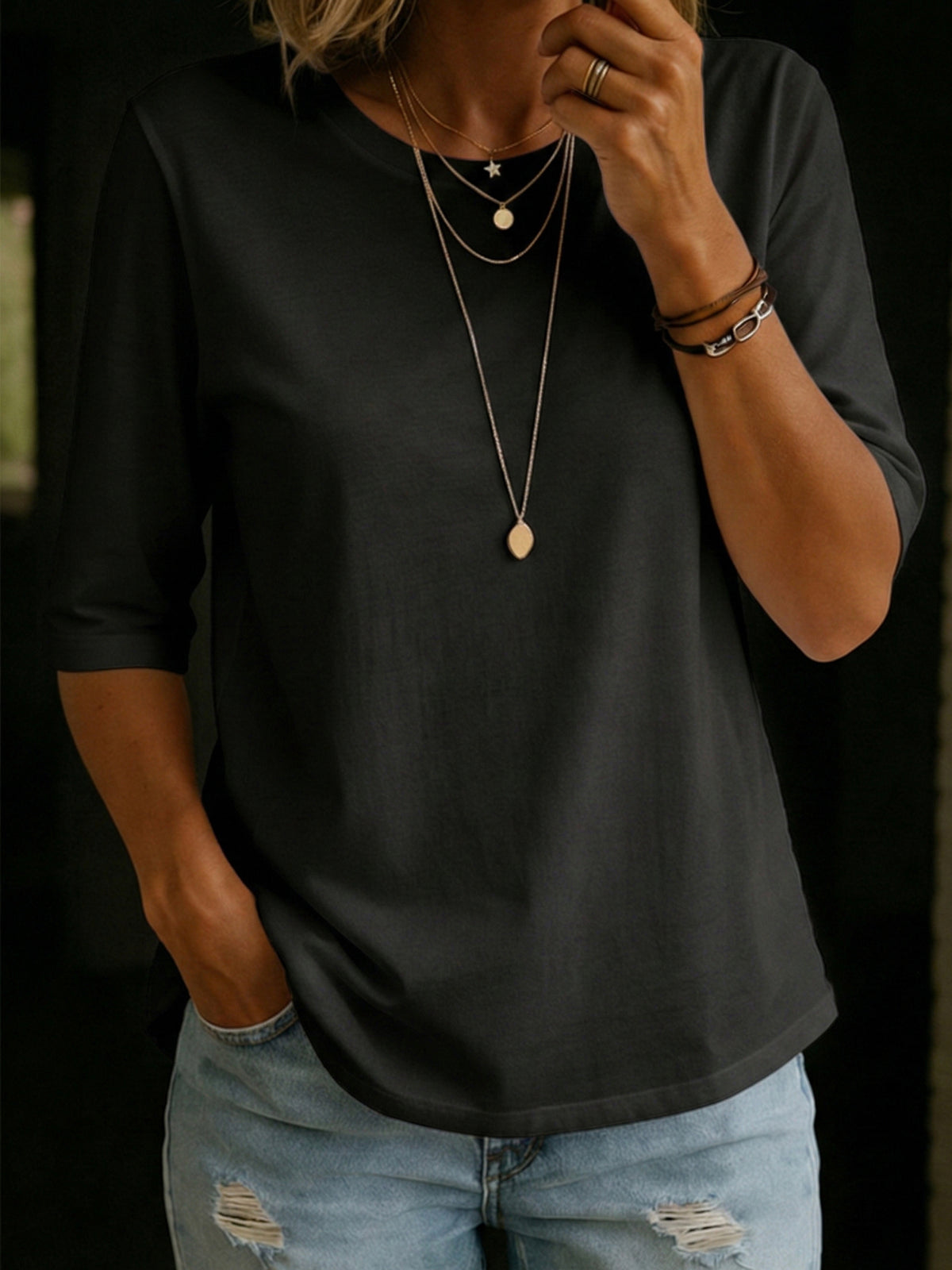 Women’s Minimalist 100% Cotton T-Shirt – Casual Loose Half Sleeve Summer Tee