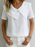 Women's Lapel Short-sleeve Cotton Linen Shirt