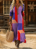 Women's GeometricArt Print Casual Cotton Dress