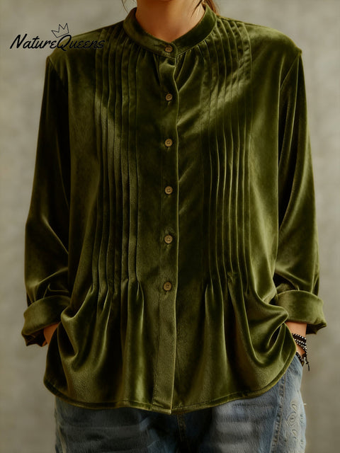 Women's Velvet Pleated Shirt