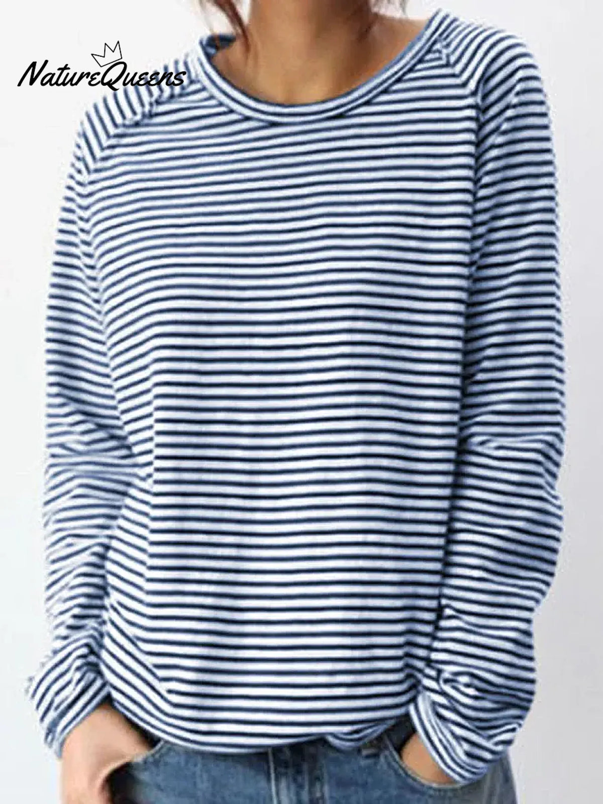 Striped Pattern Art Print Casual Cotton Sweatshirt