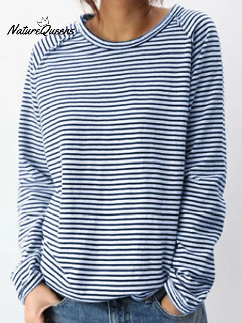 Striped Pattern Art Print Casual Cotton Sweatshirt