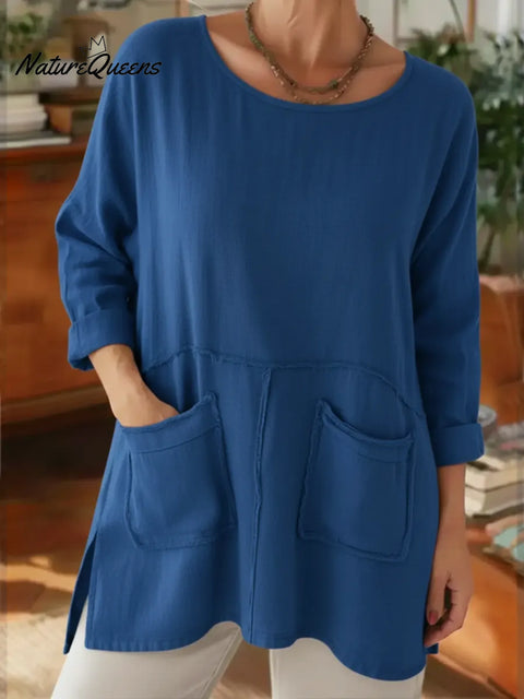 Women's Loose-fitting Casual Linen-cotton Top