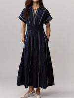 Women's V-neck Short-sleeved Casual Loose Cotton And Linen Dress