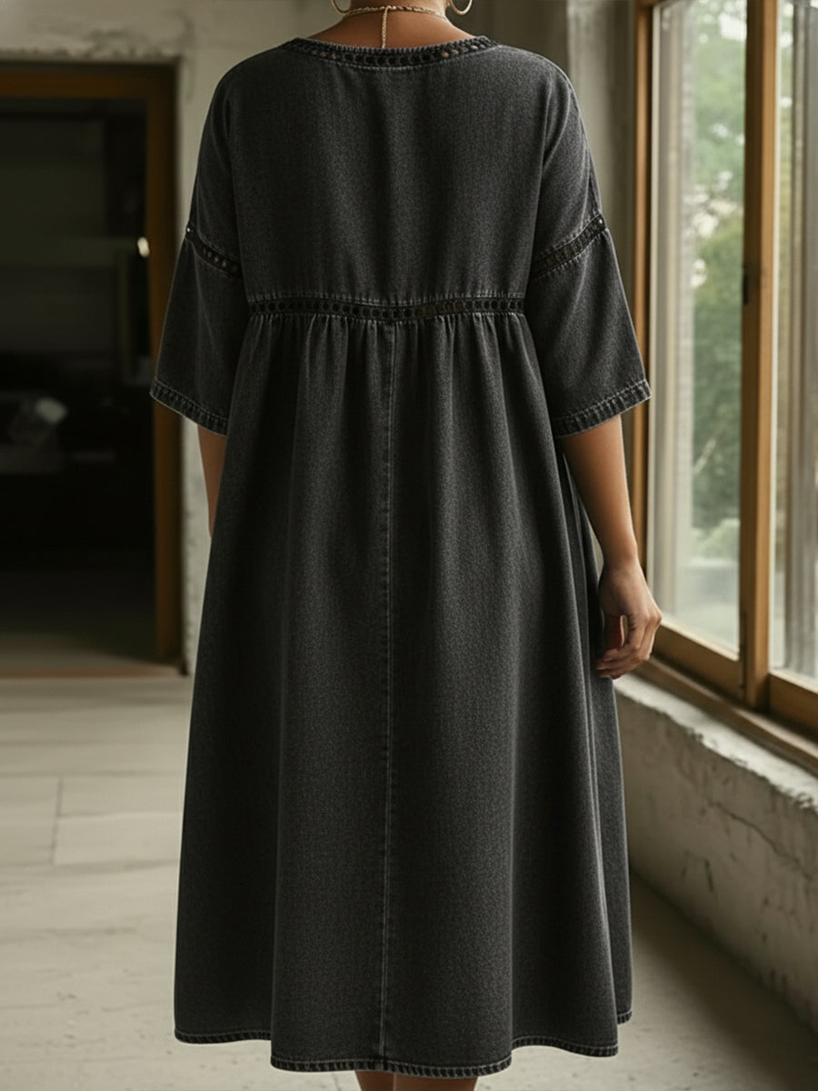 Casual Webbing Denim Dress