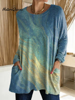 Women's Gradient Pattern Art Print Casual Cotton T-shirt