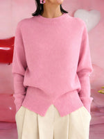 Women's Solid Color Stand-collar Long-sleeved Loose-fitting Casual Knitted Sweater