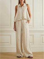 Women's Casual Loose Cotton And Linen Set