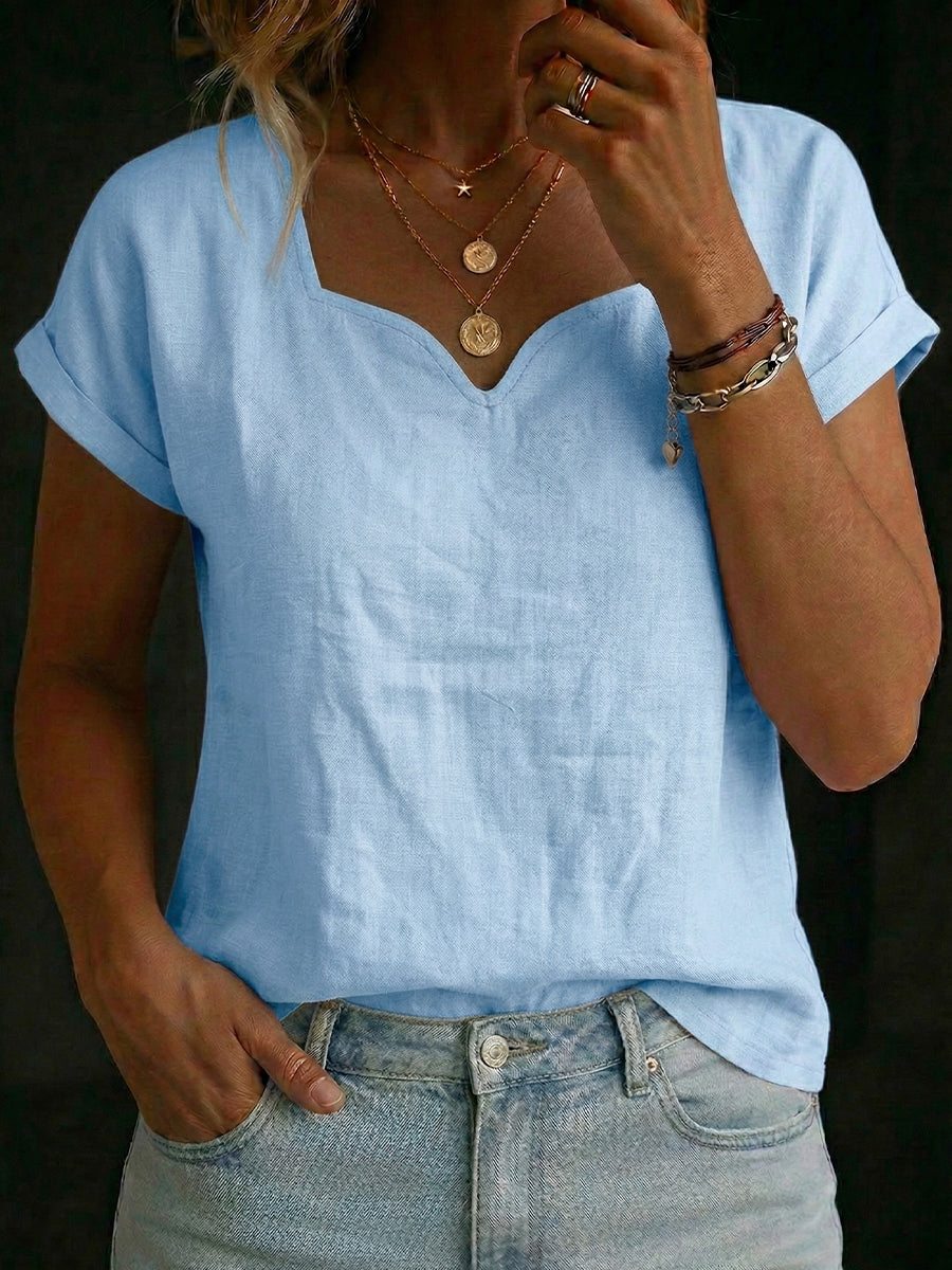 Women's Sweetheart Neckline Short-sleeve Top