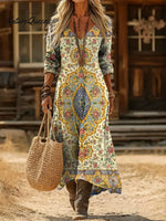 Women's Floral Pattern Art Print Casual Cotton Dress