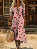 Women's Floral Pattern Art Print Casual Cotton Dress