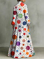 Colorful Polka Dot Decorative Pattern Women's Long Sleeve Shirt Collar Dress