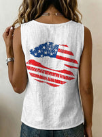 American Independence Day Decorative Patterns Women's No Sleeve Cotton Shirt