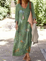 Women's Woodland Animals Pattern Art Print Casual Cotton Dress