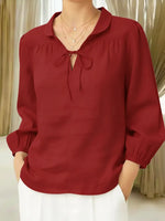 Women's Casual Peter Pan Collar Linen And Cotton Top