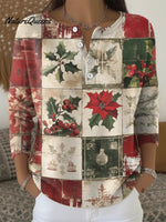 Women's Christmas Plaid Pattern Casual Printed Sweater