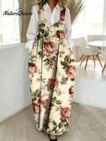 Women's Floral Pattern Art Print Casual Cotton Denim Dress