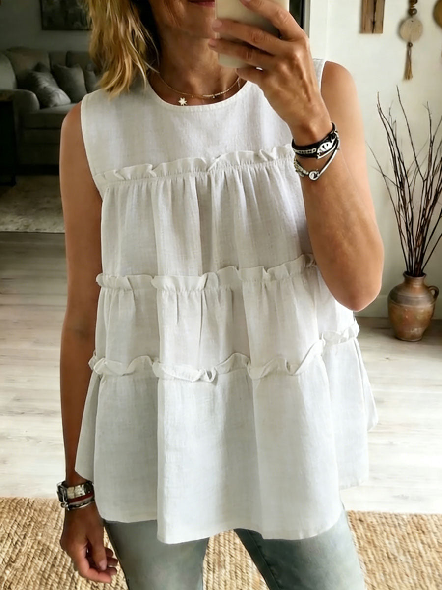 Women's Cozy Minimalist Solid-color 100% Cotton Round Collar Shirt