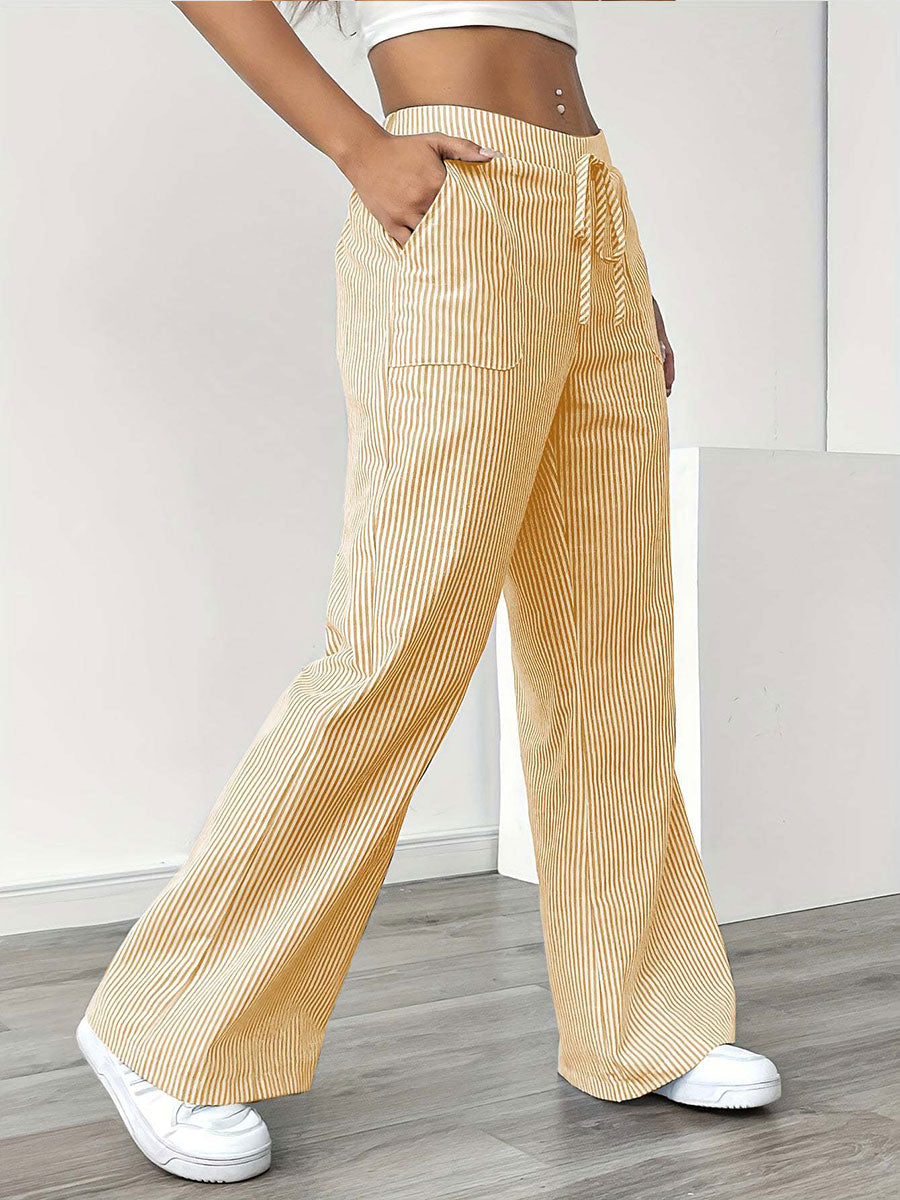 Women's Casual Striped Loose Wide-leg Trousers