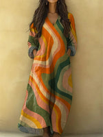 Women's Abstract Pattern Art Print Casual Cotton Dress