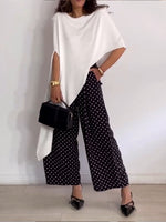 Loose-fit Casual Cotton Top With Asymmetrical Hem