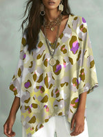 Women's Leopard Print V-neck Loose Shirt