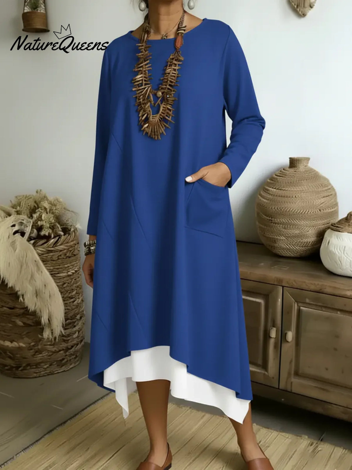 Women's Loose-fitting Casual Dress With Pockets