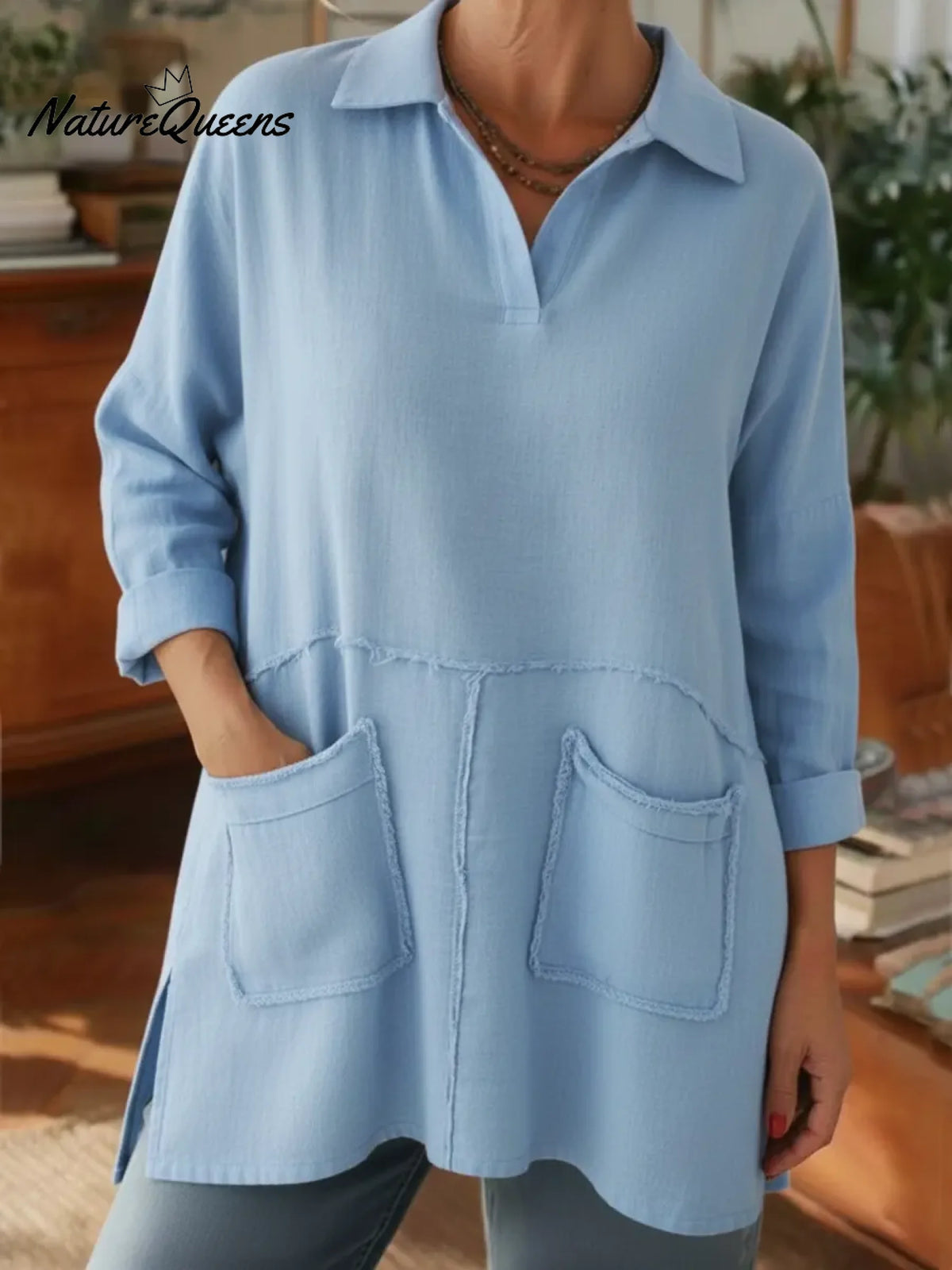 Women's Loose-fitting Casual Linen-cotton Top