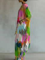 Elegant Retro Abstract Colors Print Two-piece Set