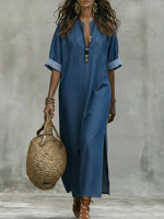 Casual Stylish Side Slits Denim Dress