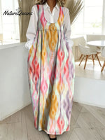 Women's Retro Colorful Pattern Art Print Casual Cotton Denim Dress