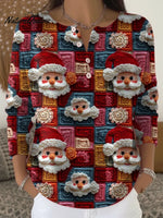 Women's Vintage SantaArt Print Buttoned Cardigan Sweater