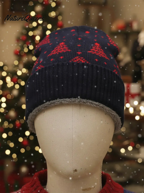 Retro Christmas Fleece-lined Christmas Tree Wool Hat