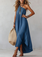 Casual Off-shoulder Striped Loose Maxi Dress