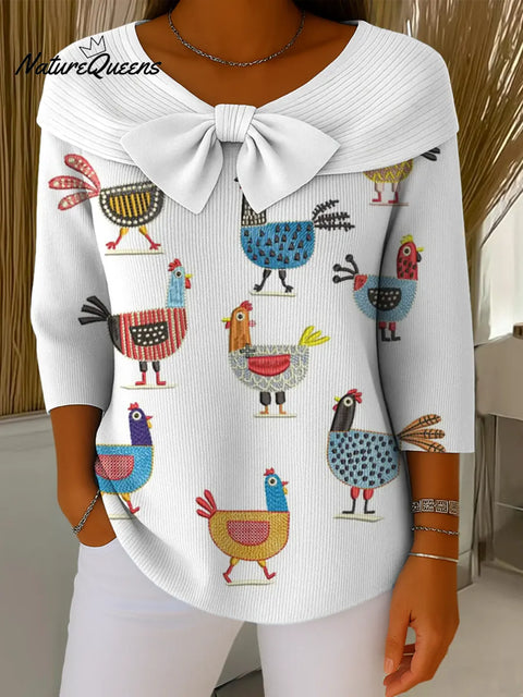 Thanksgiving Fun Chick Art Print Buttoned Cardigan Sweater