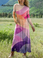 Women's Geometric Pattern Art Print Casual Cotton Dress