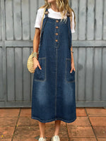 Women's Casual Washed Denim Vest Dress