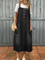 Women's Casual Washed Denim Vest Dress