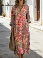 Women's Floral Art Print Casual Cotton Dress